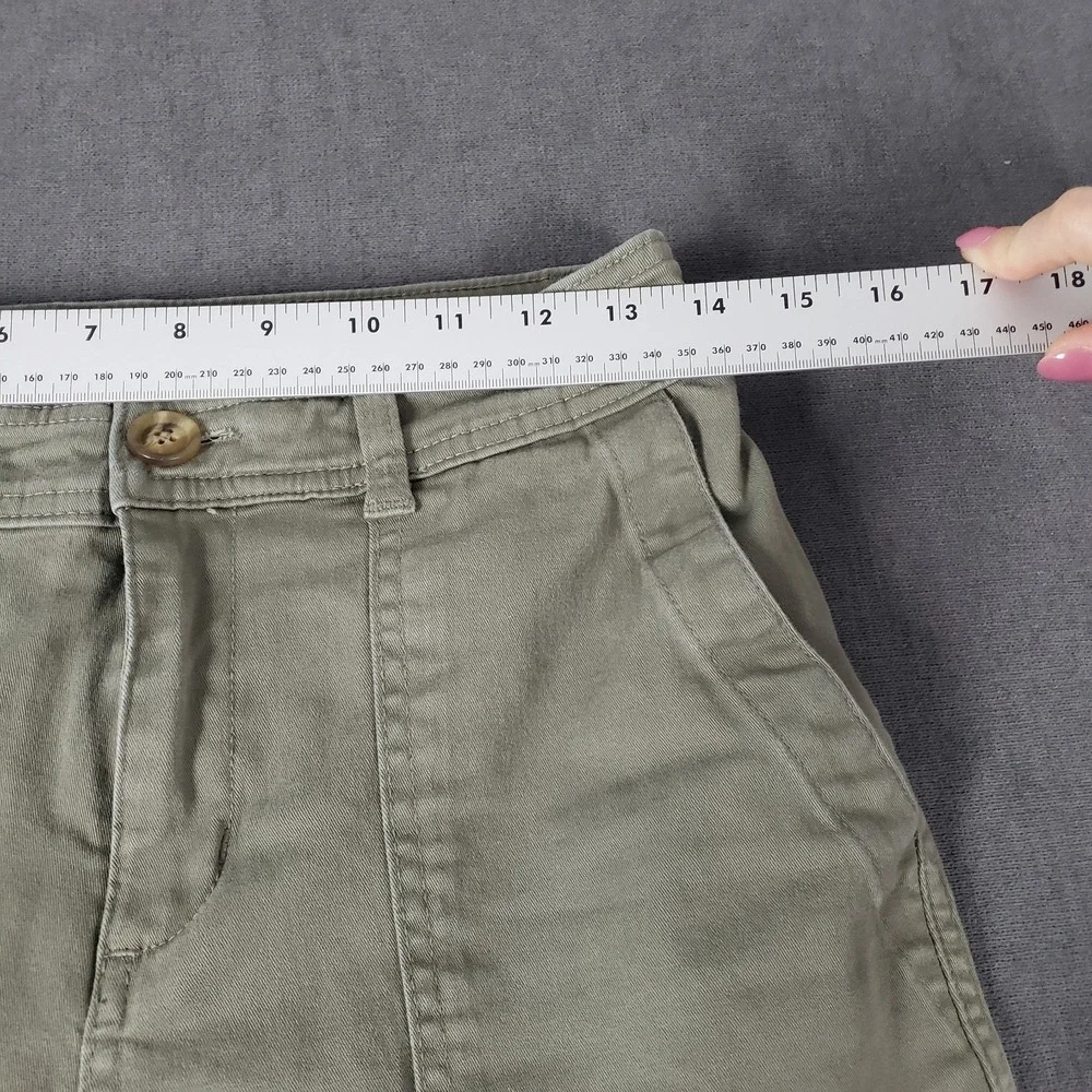 A New Day Pants Womens Size 2 Mint Green Cotton‎ Blend Wide Leg Cropped Relaxed